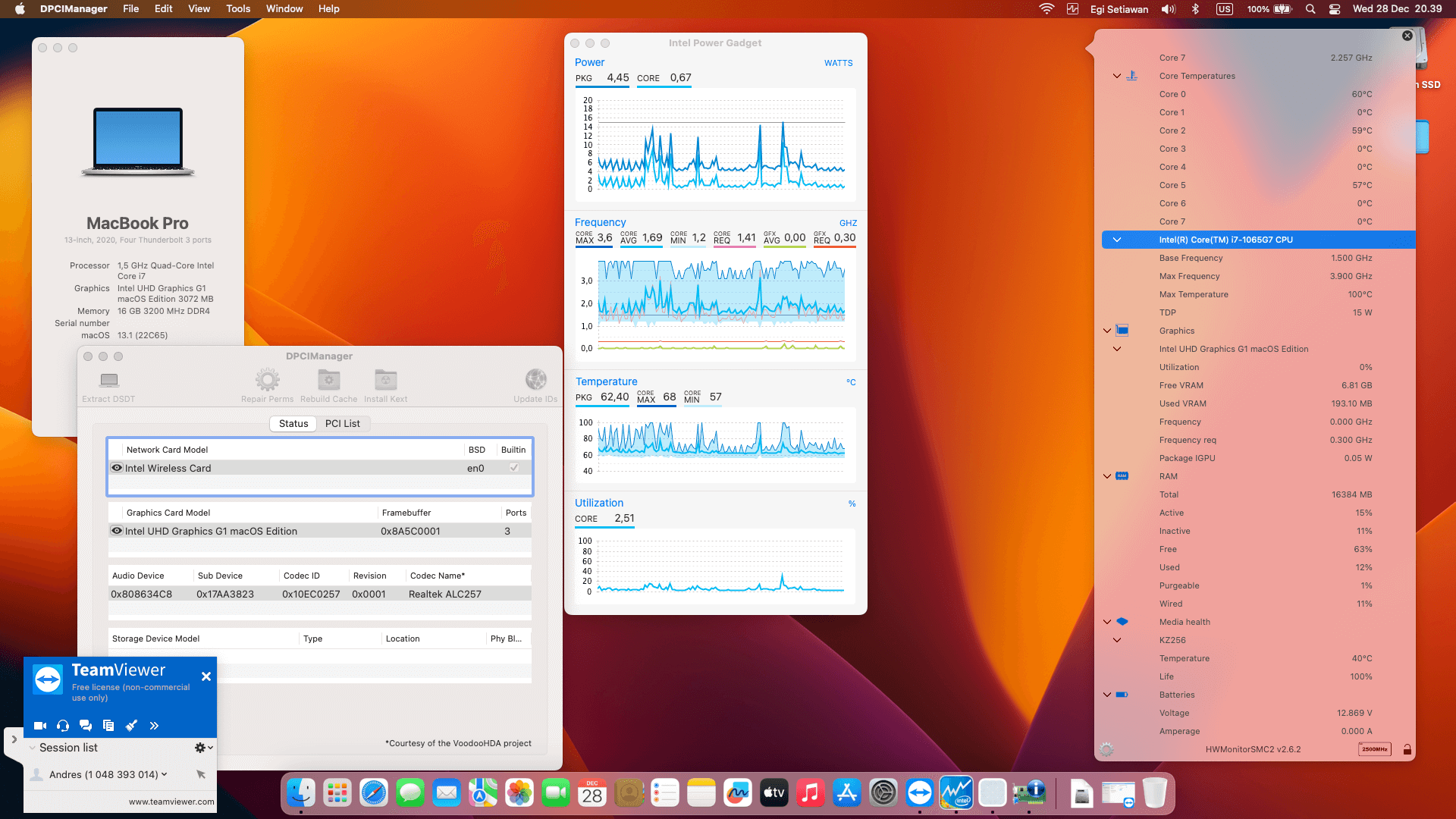 Success Hackintosh macOS Ventura 13.1 Build 22C65 in Lenovo Ideapad Slim 5 15IIL05